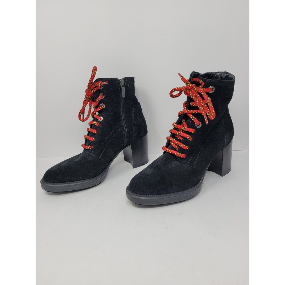 Aquatalia Ihana Water Resistant Lace-Up Boot Black Suede Size 6.5